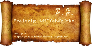 Preiszig Hófehérke névjegykártya